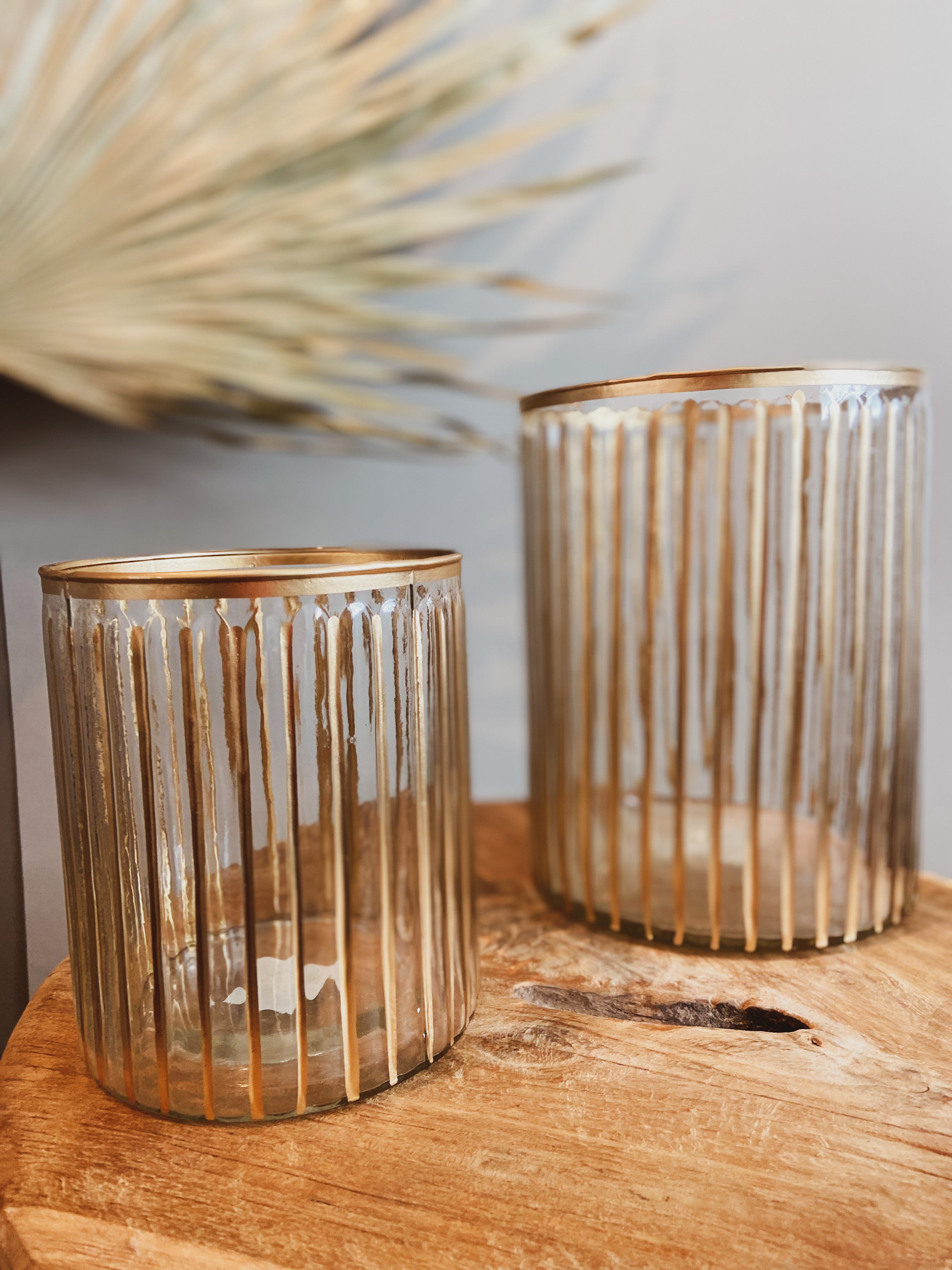 Windlicht mit goldenen Akzenten small (1.Stk)