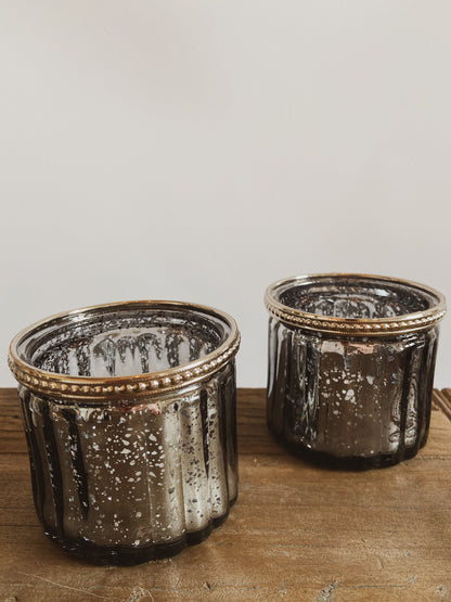 Teelichtglas in Antik-Silber (1.Stk)