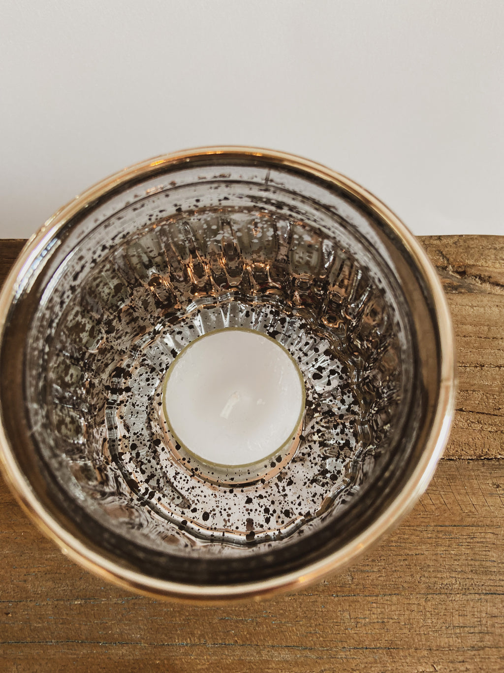 Teelichtglas in Antik-Silber (1.Stk)