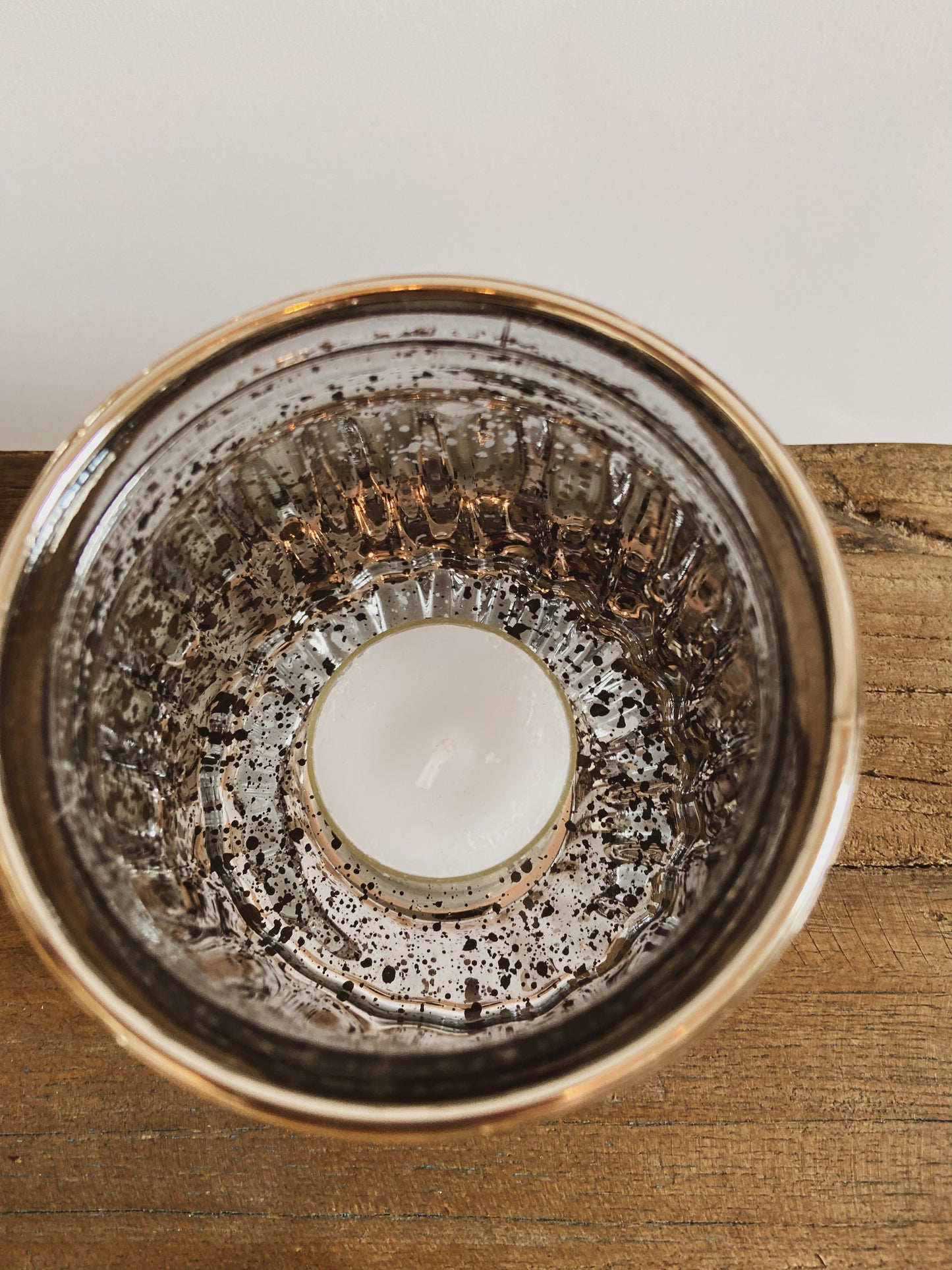 Teelichtglas in Antik-Silber (1.Stk)