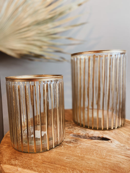 Windlicht mit goldenen Akzenten big (1.Stk)