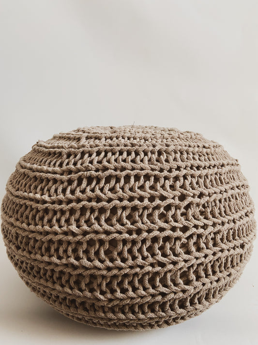 Knitted Pouf in Taupe