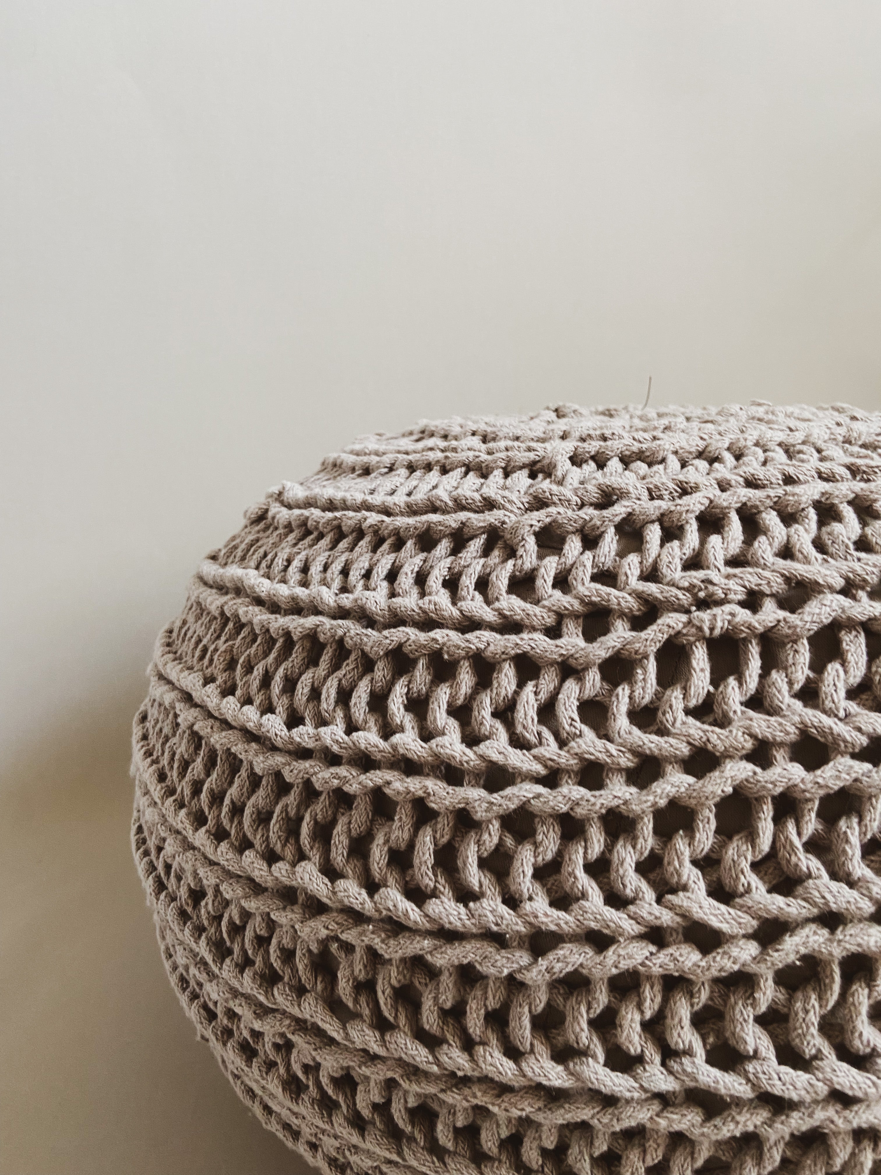Knitted Pouf in Taupe