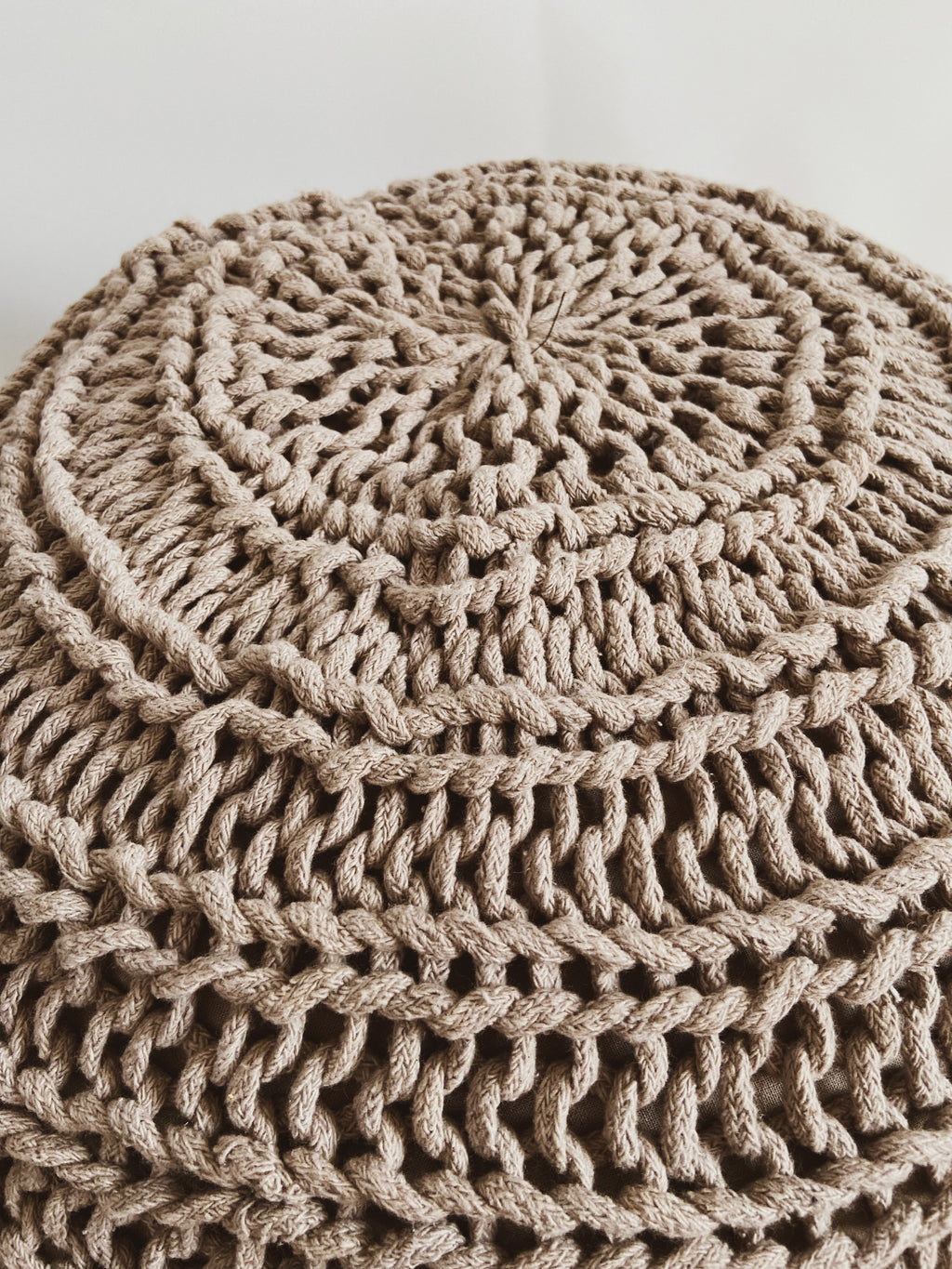 Knitted Pouf in Taupe