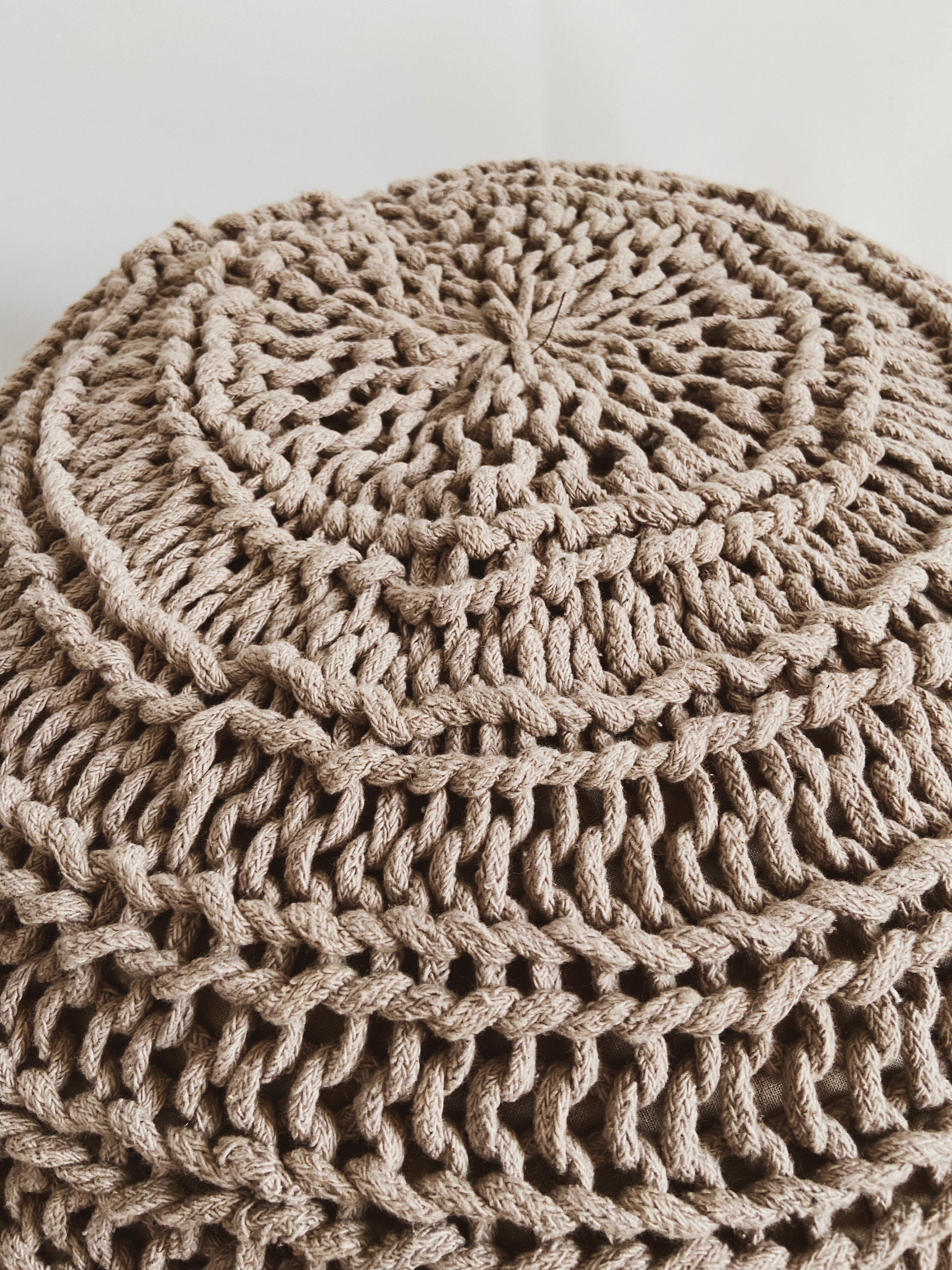 Knitted Pouf in Taupe